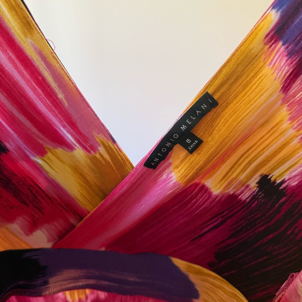 Antonio Melani Abstract Watercolor Floral Print Dress - Picture 4 of 5